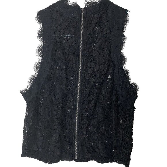 Zara Trafaluc Crop Top Women Sz S Embroidered Lace Zip Up Sleeveless Tank Blouse - Picture 2 of 9